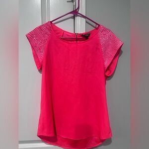 Express Vibrant Pink Blouse with Sequin Sleeves